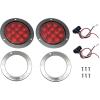 image:imageMAXXHAUL 2 Pcs 4 Round Red LED Trailer Tail Lights with Stainless Steel Bezel Ring IP67 Stop Brake Turn Tail Lights for Truck Trailer RV JeepStainless Steel