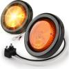 image:imageMAXXHAUL 2Inch Round LED Clearance Marker Lights  Red 2Pack P2 Rated IP67 Waterproof Flush Mount with Grommet and 2Prong Plug for 12V Trucks Trailers and RVs 80653Amber
