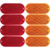 image:imageMAXXHAUL 51018 Oval Reflectors 4 Red and 4 Amber Self Adhesive or Drill MountDOT 8 pack for Trucks RVs Campers Bike Racks Cargo Carriers 438 inch x 2 inch x 14 inch4 Red and 4 Amber