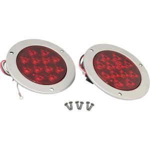 image:imageMAXXHAUL 2 Pcs 4 Round Red LED Trailer Tail Lights with Stainless Steel Bezel Ring IP67 Stop Brake Turn Tail Lights for Truck Trailer RV JeepStainless Steel