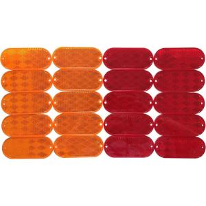 image:imageMAXXHAUL 50016 20Pack Oval Reflectors 10 Red  10 Amber Self Adhesive Or Drill Mount  DOT 20 Pack