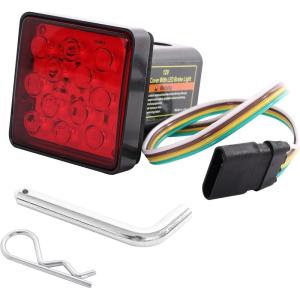 image:imageMAXXHAUL 50021 Trailer Hitch Cover with 12 LEDs Brake and Tail Light Functions 1 Pack