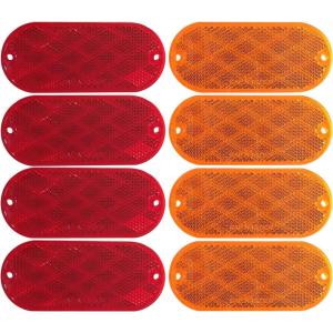 image:imageMAXXHAUL 51018 Oval Reflectors 4 Red and 4 Amber Self Adhesive or Drill MountDOT 8 pack for Trucks RVs Campers Bike Racks Cargo Carriers 438 inch x 2 inch x 14 inch4 Red and 4 Amber