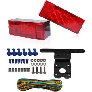 image:imageMAXXHAUL 70468 Trailer Light Kit  12V All LED Rectangular Left and Right Waterproof Submersible for Trailers Boat Trailer Truck Marine Camper RV SnowmobileRectangular LED Trailer Light Kit