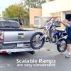 image:imageMaxxHaul Aluminum Motorcycle Carrier with Loading Ramp 400 lb Capacity Hitch Mount Dirt Bike Rack for 2 Inch Receivers ClampOn Wheel Chock Tie Down Points Rust Resistant Design 50711