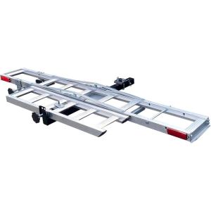 image:imageMaxxHaul Aluminum Motorcycle Carrier with Loading Ramp 400 lb Capacity Hitch Mount Dirt Bike Rack for 2 Inch Receivers ClampOn Wheel Chock Tie Down Points Rust Resistant Design 50711