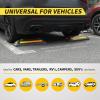 image:imageMaxxHaul 50135 2Pack Commercial Grade Rubber Curb Parking Blocks with Yellow Reflective Strips Wheel Stops for Cars Vans RVs Trailers Trucks amp MoreRubber Parking Block