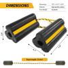 image:imageMaxxHaul 50135 2Pack Commercial Grade Rubber Curb Parking Blocks with Yellow Reflective Strips Wheel Stops for Cars Vans RVs Trailers Trucks amp MoreRubber Wheel Chock  Lobe Shaped