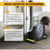 image:imageMaxxHaul 50135 2Pack Commercial Grade Rubber Curb Parking Blocks with Yellow Reflective Strips Wheel Stops for Cars Vans RVs Trailers Trucks amp MoreRubber Wheel Chock  Lobe Shaped