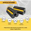 image:imageMaxxHaul 50135 2Pack Commercial Grade Rubber Curb Parking Blocks with Yellow Reflective Strips Wheel Stops for Cars Vans RVs Trailers Trucks amp MoreRubber Wheel Chock  Lobe Shaped