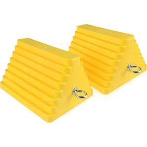 image:imageMaxxHaul 50012 Rubber Wheel Chock With Rope  8 x 5 x 4  2 pack10 X 8 X 6 yellow