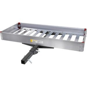 image:imageMaxxHaul 50149 500lb Capacity 50 inch x 22 inch Hitch Mount Premium Folding Aluminum Cargo Carrier Rack Basket with High Side Rails and Reflector Lens for Added Safety50149 Folding ALuminum Cargo Carrier
