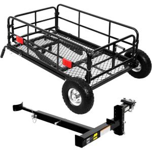 image:imageMaxxHaul 50243 Foldable Hitch N Roll Cargo Carrier Cart With Quick Detachable Basket Rack With 10 inch Flat Free Tires for Home Camp Travel Ranch SUV Up to 400 lb CapacityHitchNRoll Cargo Carrier