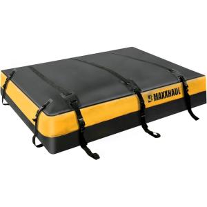 image:imageMaxxHaul 50853 Truck Platform Rack Rooftop Cargo Carrier Bag 20 Cu Ft 63 L  54 W  10 H HeavyDuty PVC WeatherResistant with Lockable Zipper amp Full Strapping SystemBlack