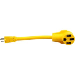 image:imageMaxxHaul Dogbone RV Electrical Adapter 15 Amp Male to 50 Amp Female Power Cord with Handle Heavy Duty 12 Inch STW Adapter for Campers and RVs 8070815Amp to 50Amp