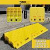 image:imageMAXXHAUL 50707 Portable Interlocking Plastic Curb Threshold Ramp Set Yellow 215 x 135 x 4 in 2000 lb Capacity per Ramp for Driveway Dock Scooter Wheelchair Car Truck