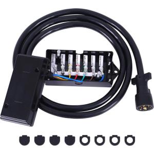 image:imageMaxxHaul 51101 8ft 7Way Trailer Wiring Kit  HeavyDuty 100 Pure Copper Wire Weatherproof Junction Box for Easy Connection of Turn Signals Brake Lights Reverse Lights amp More