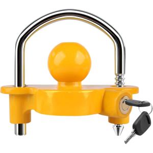 image:imageMaxxHaul Universal Trailer Coupler Lock Adjustable Heavy Duty Anti Theft Hitch Lock for 178 2 and 2516 Couplers Yellow 50640178  2  and 2516 Trailer Coupler Lock