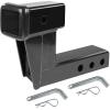 image:imageMaxxHaul Trailer Hitch Riser for 2 Receivers 6 Rise or Drop SolidSteel Height Adapter with Triple Pin Holes 500 lb Tongue Weight PowderCoated Finish Includes Two Hitch Pins 50909
