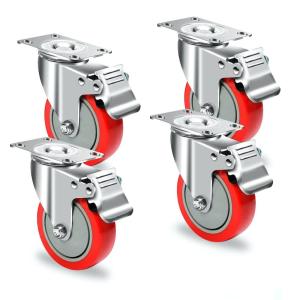 image:imageMaxxHaul 50686 3 Heavy Duty Locking Swivel Casters with Brakes 1000 lb Capacity Ball Bearing Mount  Set of 44