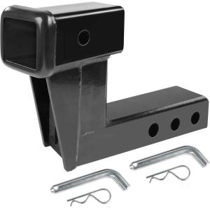 image:imageMaxxHaul Trailer Hitch Riser for 2 Receivers 6 Rise or Drop SolidSteel Height Adapter with Triple Pin Holes 500 lb Tongue Weight PowderCoated Finish Includes Two Hitch Pins 50909