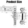 image:imageMAXXHAUL Adjustable Dual Ball Mount  6 Drop amp 7 Rise  Fits 2 Receivers  AircraftGrade Aluminum  10000 lb GTW  1000 lb Tongue Weight  Chrome Hitch Balls  Polished Finish 50246Aluminum Adjustable Dual Ball Mount