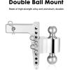 image:imageMAXXHAUL Adjustable Dual Ball Mount  6 Drop amp 7 Rise  Fits 2 Receivers  AircraftGrade Aluminum  10000 lb GTW  1000 lb Tongue Weight  Chrome Hitch Balls  Polished Finish 50246Aluminum Adjustable Dual Ball Mount