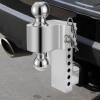 image:imageMAXXHAUL Adjustable Dual Ball Mount  6 Drop amp 7 Rise  Fits 2 Receivers  AircraftGrade Aluminum  10000 lb GTW  1000 lb Tongue Weight  Chrome Hitch Balls  Polished Finish 50246Aluminum Adjustable Dual Ball Mount