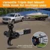 image:imageMaxxHaul Tri Ball Hitch with Rotatable Tow Hook and D Ring Shackle Fits 2 Receiver HeavyDuty Steel 12000 lb Capacity Multi Ball Mount for Towing and Recovery 51008Triple Ball Mount with Hook Hollow Shank  Black