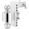 image:imageMAXXHAUL Adjustable Dual Ball Mount  6 Drop amp 7 Rise  Fits 2 Receivers  AircraftGrade Aluminum  10000 lb GTW  1000 lb Tongue Weight  Chrome Hitch Balls  Polished Finish 50246Aluminum Adjustable Dual Ball Mount