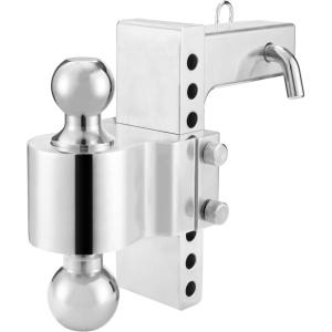image:imageMAXXHAUL Adjustable Dual Ball Mount  6 Drop amp 7 Rise  Fits 2 Receivers  AircraftGrade Aluminum  10000 lb GTW  1000 lb Tongue Weight  Chrome Hitch Balls  Polished Finish 50246Aluminum Adjustable Dual Ball Mount
