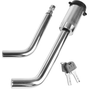 image:imageMaxxHaul 50058 Hitch Receiver Lock with 12 and 58 Pins  Universal AntiTheft Trailer Lock for Class I II III IV and V Receivers  PresstoLock Technology with 2 Keys  Chrome Finish
