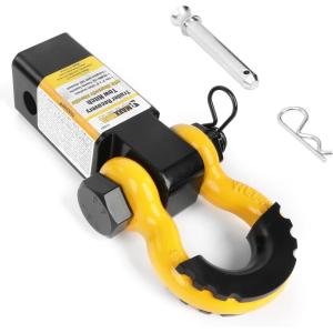 image:imageMaxxHaul 51007 15000 lb Capacity Hitch Mount Trailer Recovery Shackle Tow Hitch with Magnetic 34 DRing Shackle for 2 inch Receiver with 2 inch Solid Shank for OffRoad Operation