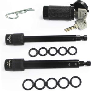 image:imageMaxxHaul Hitch Pin Lock Set 2 Hitch Pins 12 and 58 with 1 Shared Lock Keyed Alike AntiTheft Trailer Hitch Lock for Class IV Receivers Weatherproof 50151Black Electro Paint Finish
