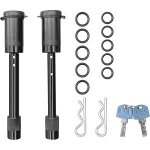 image:imageMaxxHaul Hitch Pin Lock Set 2 Hitch Pins 12 and 58 with 1 Shared Lock Keyed Alike AntiTheft Trailer Hitch Lock for Class IV Receivers Weatherproof 50151Black Electro Paint