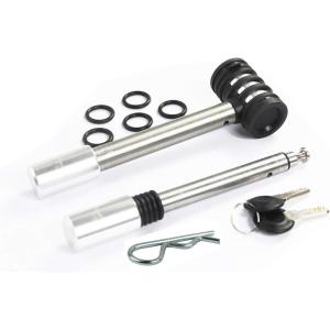 image:imageMaxxHaul Hitch Pin Lock Set 2 Hitch Pins 12 and 58 with 1 Shared Lock Keyed Alike AntiTheft Trailer Hitch Lock for Class IV Receivers Weatherproof 50151Stainless Steel