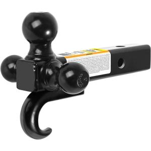 image:imageMaxxHaul Tri Ball Hitch with Rotatable Tow Hook and D Ring Shackle Fits 2 Receiver HeavyDuty Steel 12000 lb Capacity Multi Ball Mount for Towing and Recovery 51008Triple Ball Mount with Hook Hollow Shank  Black