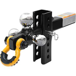 image:imageMaxxHaul Tri Ball Hitch with Rotatable Tow Hook and D Ring Shackle Fits 2 Receiver HeavyDuty Steel 12000 lb Capacity Multi Ball Mount for Towing and Recovery 51008Adjustable Shackle and Dring