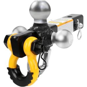 image:imageMaxxHaul Tri Ball Hitch with Rotatable Tow Hook and D Ring Shackle Fits 2 Receiver HeavyDuty Steel 12000 lb Capacity Multi Ball Mount for Towing and Recovery 51008Rotatable Tow Hook and Dring