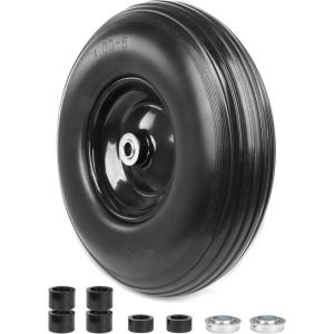 image:imageMaxxHaul 13 No Flat Solid Rubber Tire Maintenance Free 4006 Replacement Wheel for Wheelbarrows and Garden Wagons Heavy Duty Steel Rim with 58 Inch Ball Bearing Puncture Proof 5107913 Tire  58 Bore  175 Centered Hub