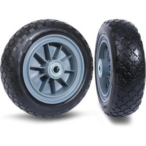 image:imageMaxxHaul 51024 10 Solid Tires Flat Free PU Tire and Wheel with 58 Axle Bore Hole 3 Wide with 22 Offset Hub for Hand Truck Garden Wagon Cart Trolley Dolly Lawn Mower Replacement Tire  2 Pack10 Tires 2 pack