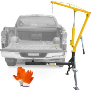 image:imageMaxxHaul 51958 1000  lb Capacity Hitch Mount Heavy Duty Hydraulic Swivel Pickup Truck Crane w 3 Boom Capacities of 500 lbs 750 lbs amp 1000 lbs for 2x 2 Hitch Receiver  Free Pair of Gloves