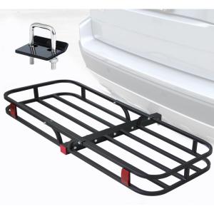 image:imageMaxxHaul 50890 53 x 1912 Hitch Cargo Carrier with Hitch Tightener  Trailer Mount Steel with High Side Rails for RV Truck SUV Van Car 2 Receiver 500lb Load Capacity Black