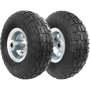 image:imageMaxxHaul 10 Inch Pneumatic Replacement Wheel 2 Pack 300 lb Capacity Air Filled Utility Tire with Steel Hub and Ball Bearings Ideal for Hand Trucks Dollies and Wagons 58 Bore 51078